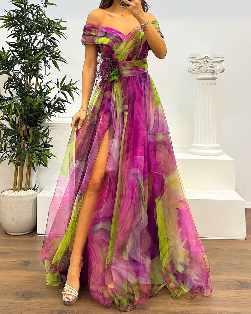 Fashion Gauze Printing Party Dress