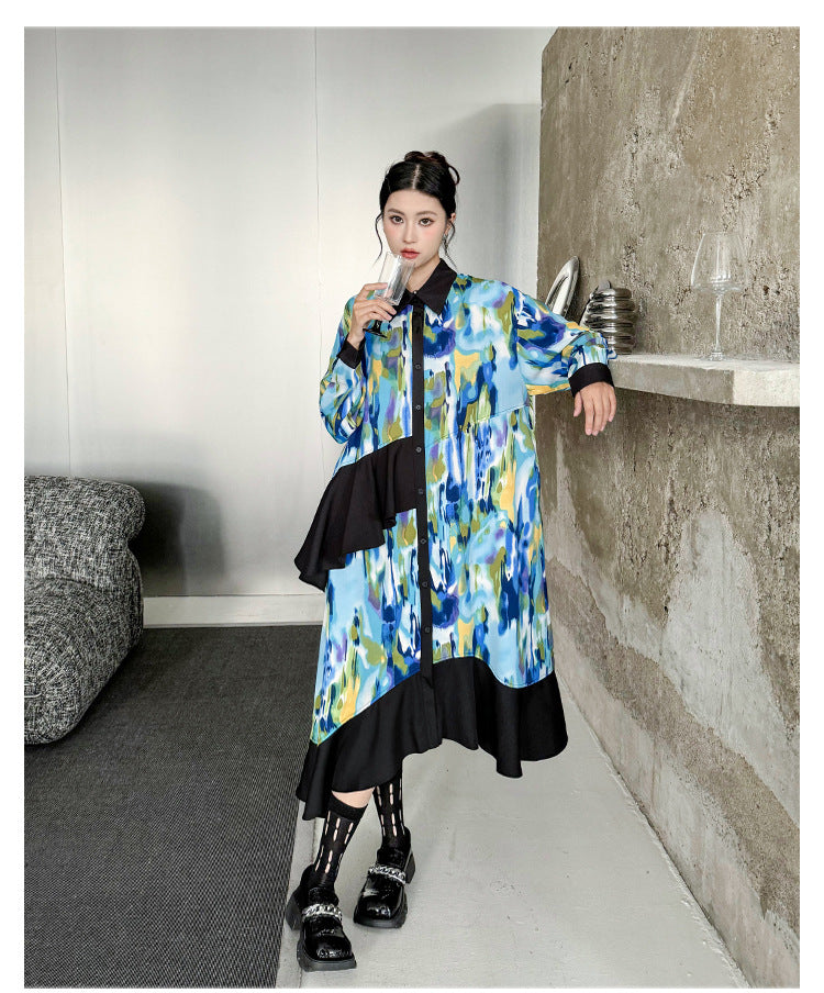 Personalized Printed Splicing Maxi Dress