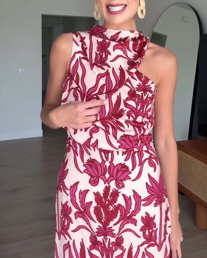 Elegant Holiday Print Dress