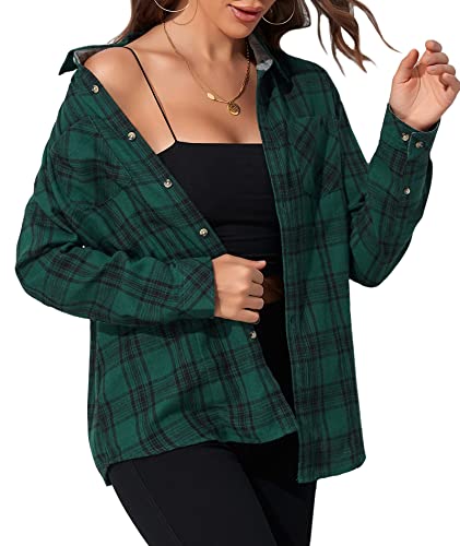 Flannel Shirts for Women Buffalo Plaid Shirts Oversized Long Sleeve