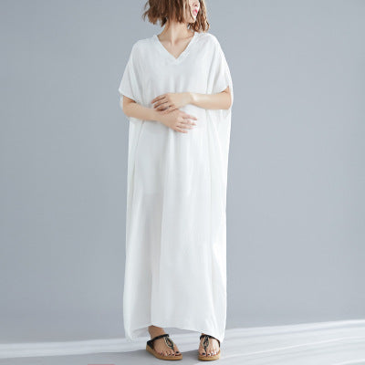 Loose Cotton Solid Color Maxi Dress