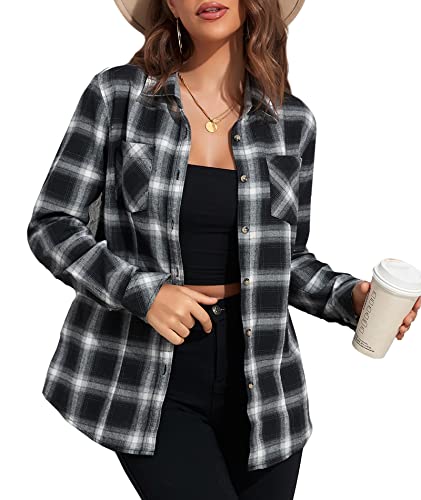 Flannel Shirts for Women Buffalo Plaid Shirts Oversized Long Sleeve