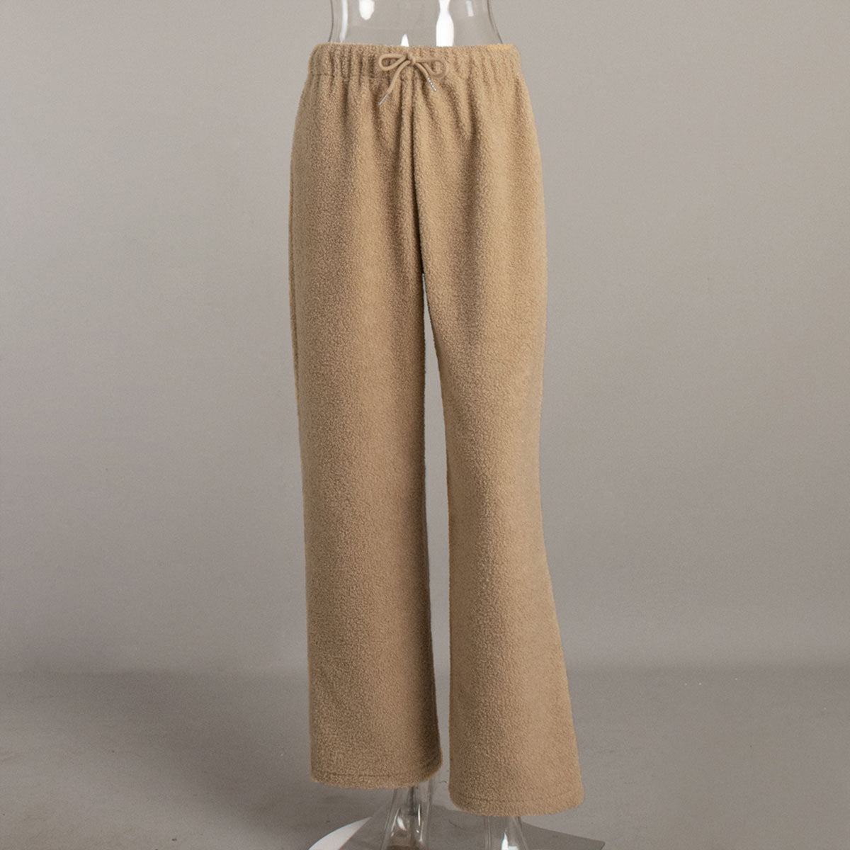 Lamb wool wide-leg trousers autumn and winter women's casual commute baggy straight trousers