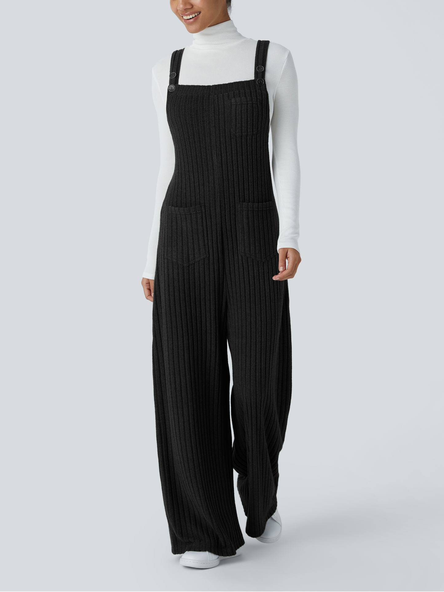 ✨Rib Knit Adjustable Straps Buttoned Multi-Pocket Overalls(Buy 2 Free Shipping)