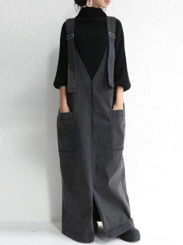 Loose Solid Color Wide Leg Maxi Dress