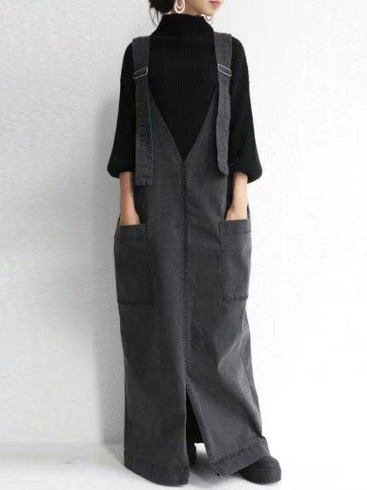 Loose Solid Color Wide Leg Maxi Dress