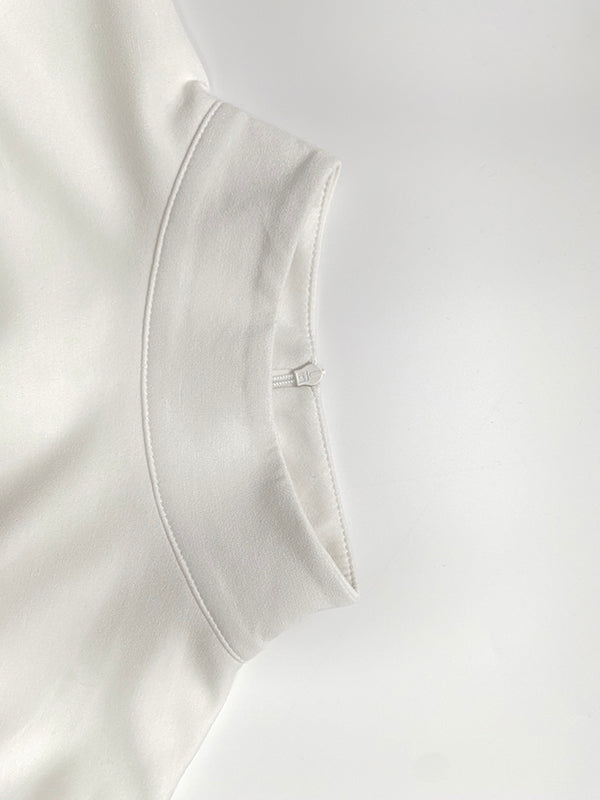 Capelet Long Sleeves Polka-Dot Split-Joint Mock Neck Midi Dresses