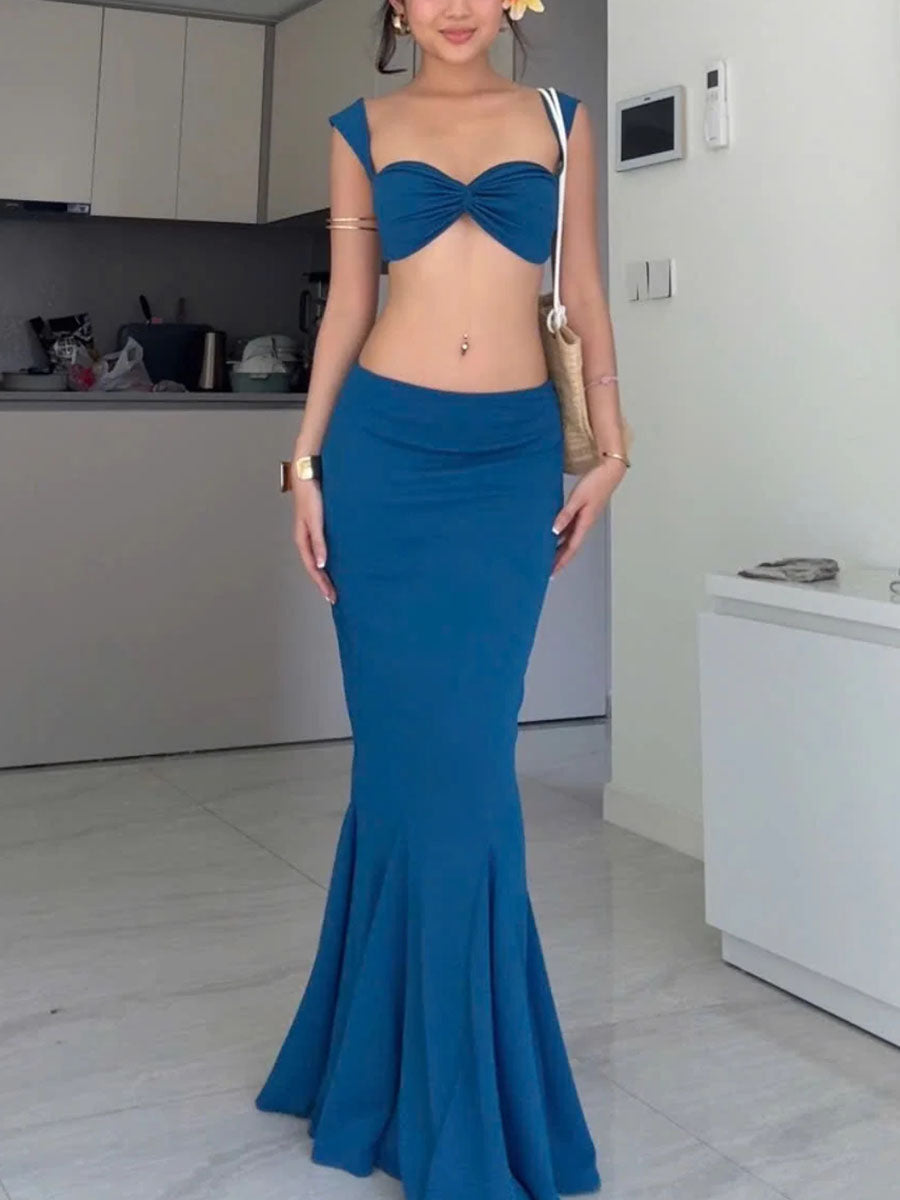 Vacation mermaid skirt two-piece set
