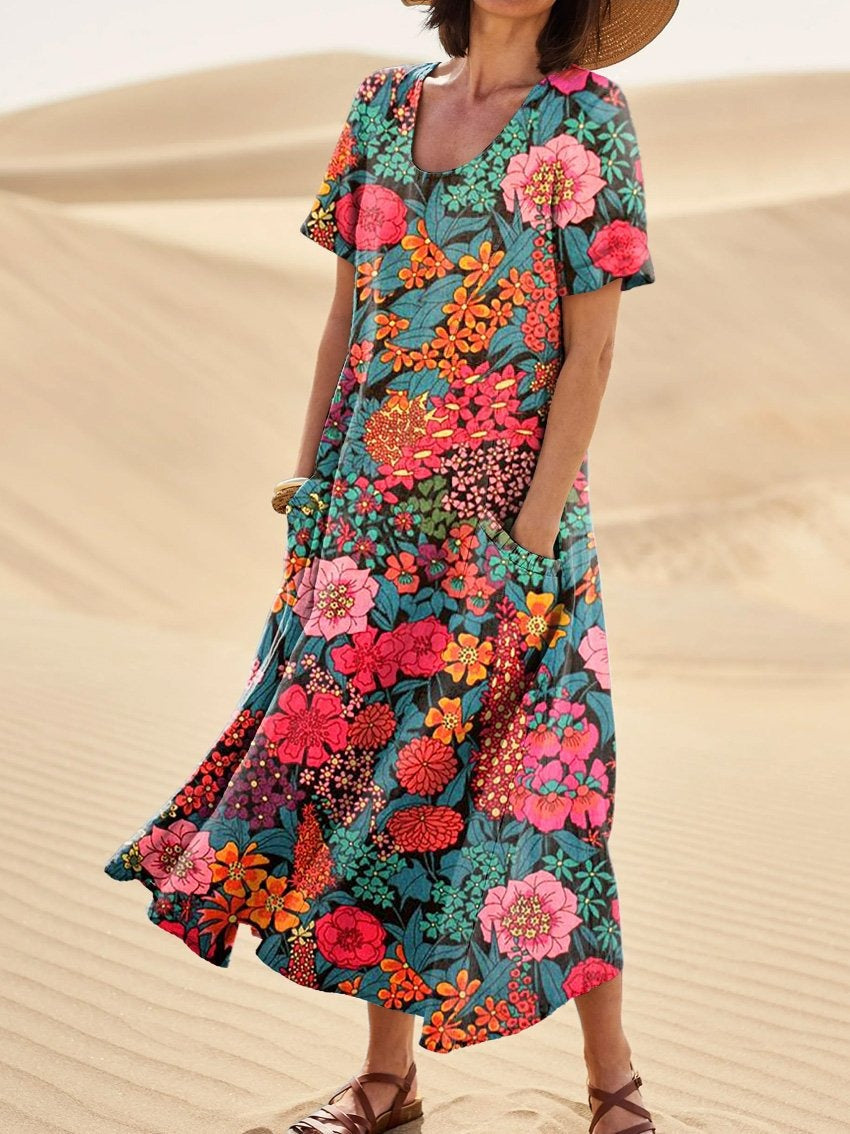 Women's Loose Printed Pocket Dress