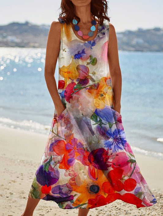 Women's Loose Retro Print Dress