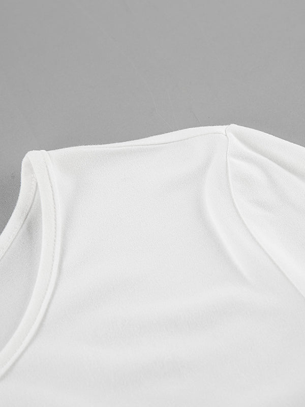 Long Sleeves Skinny Pleated Solid Color Round-Neck T-Shirts Tops