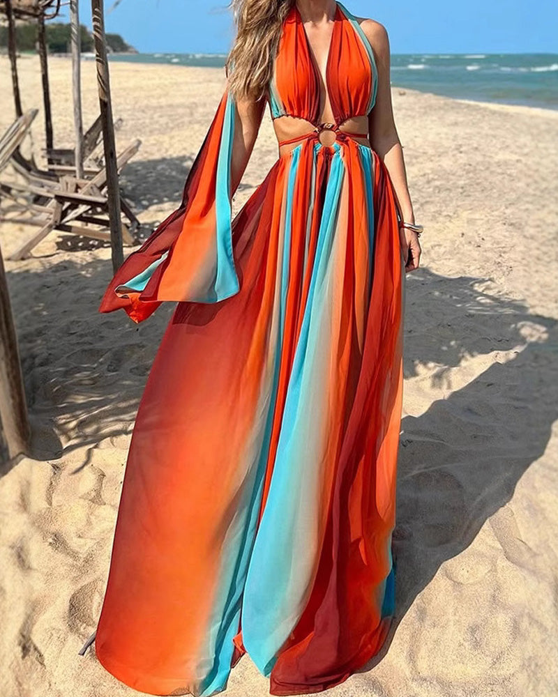 Sexy Backless Chest Wrapped Neck Dress