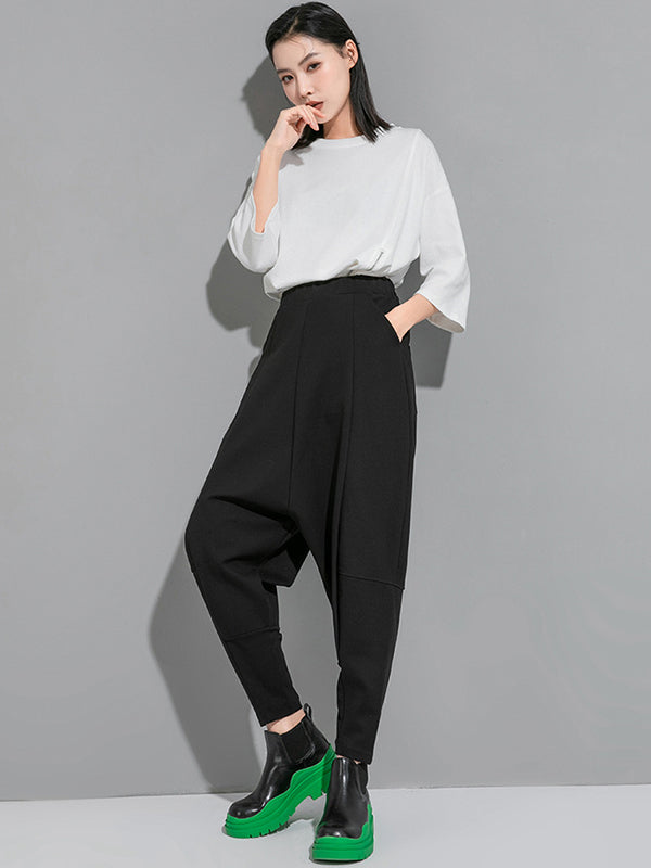 Simple Cool Loose Elasticity Solid Color Casual Harem Pants Bottoms