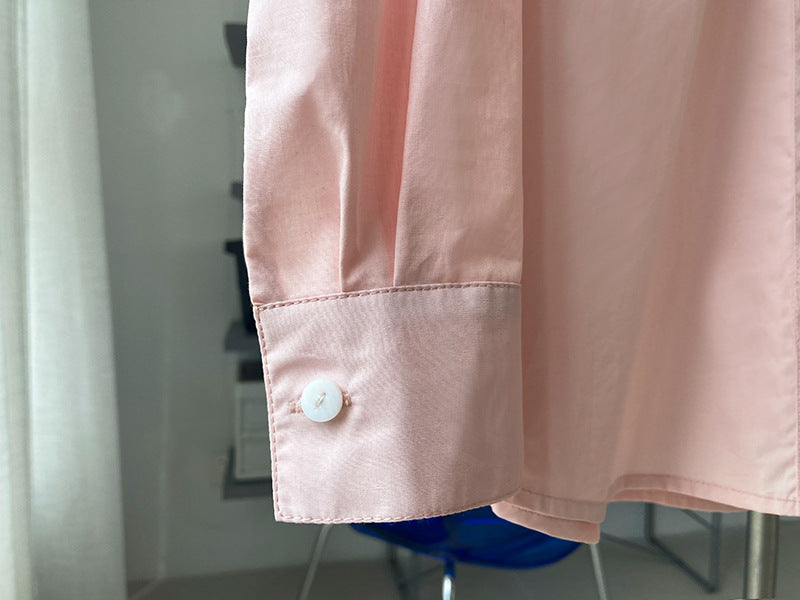 Simple Loose Solid Color Long Sleeve Shirt