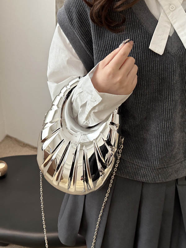 Chains Geometric Zipper Crossbody Bags Handbags