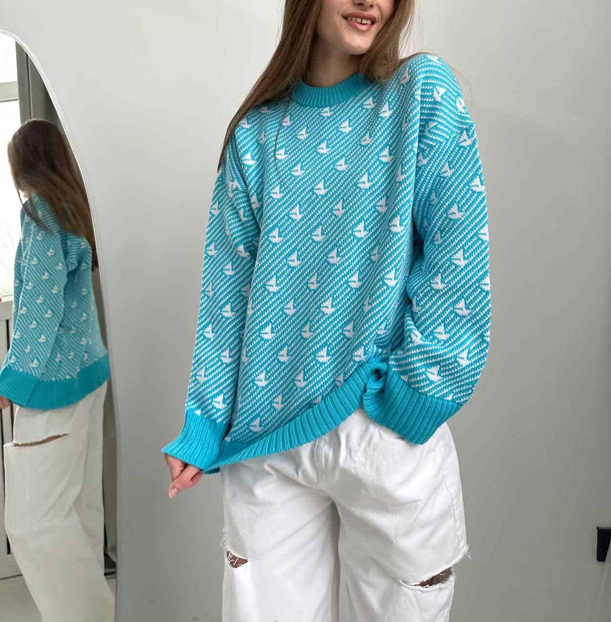 Round neck sailing sweater winter commuter loose knitted pullover women's top