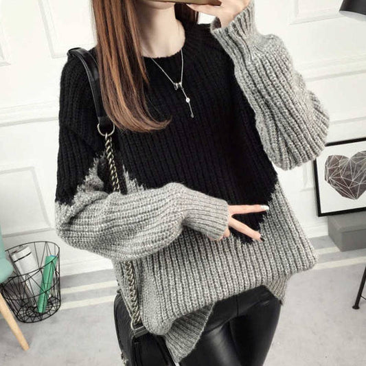 Patchwork Mid-Length Women's Sweater