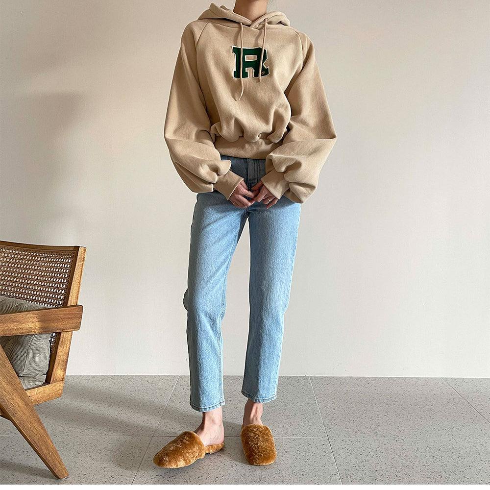 Versatile Embroidered Hooded Long Sleeve Sweatshirt