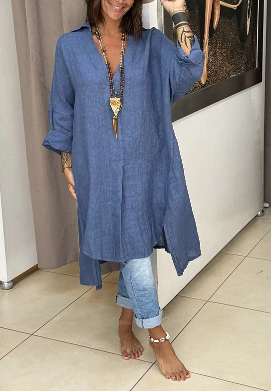 Casual Long Cotton Shirt Dress