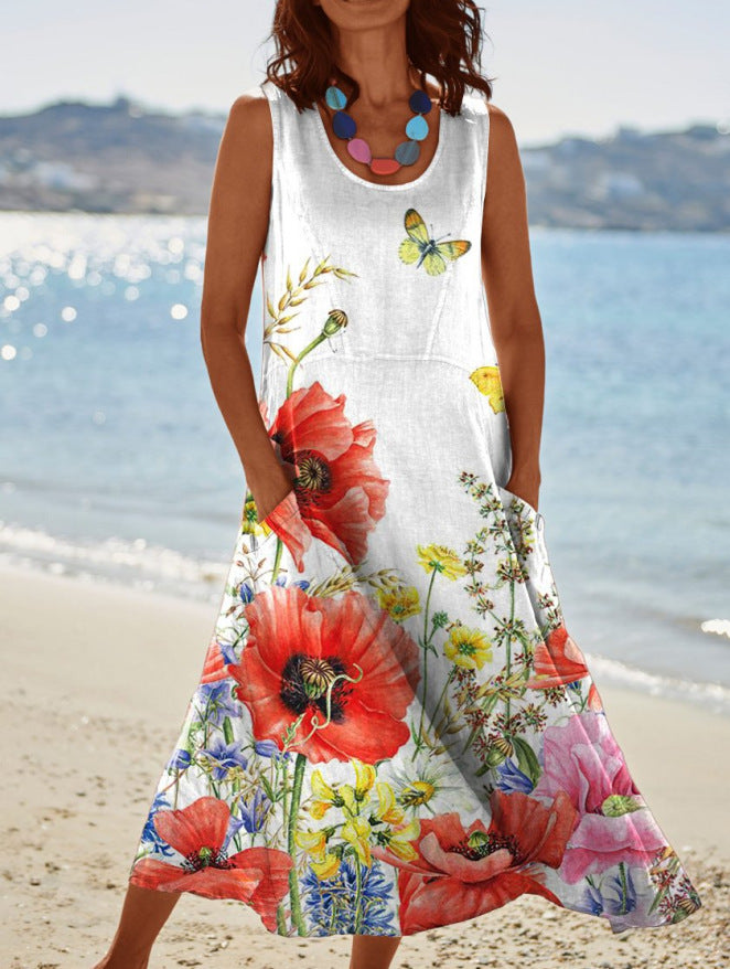 Women's Loose Retro Print Dress