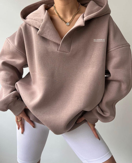 V-neck Long-sleeves Printed hoodie