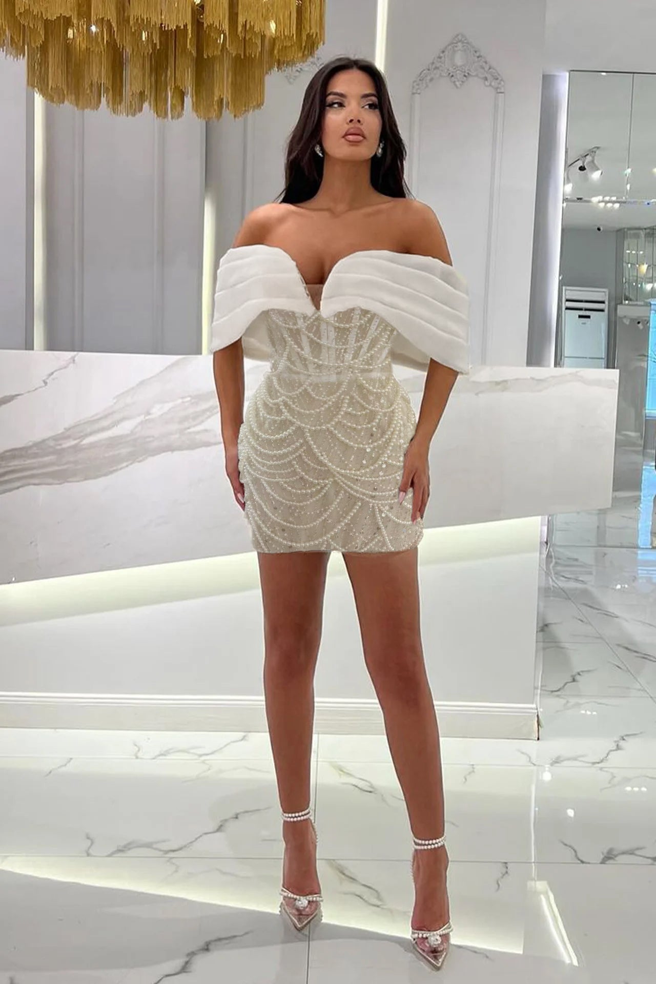 Vera Strapless Pearl Mini Dress