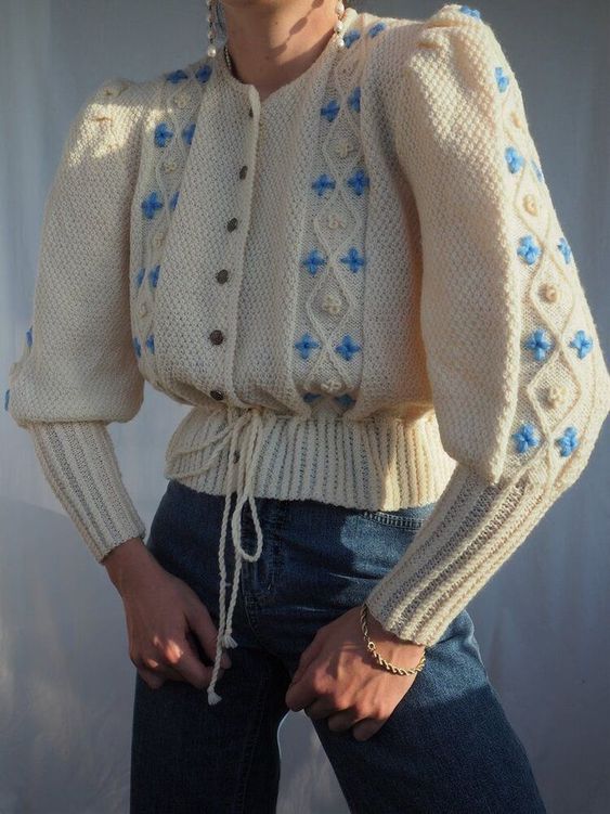 Vintage patchwork floral knit sweater