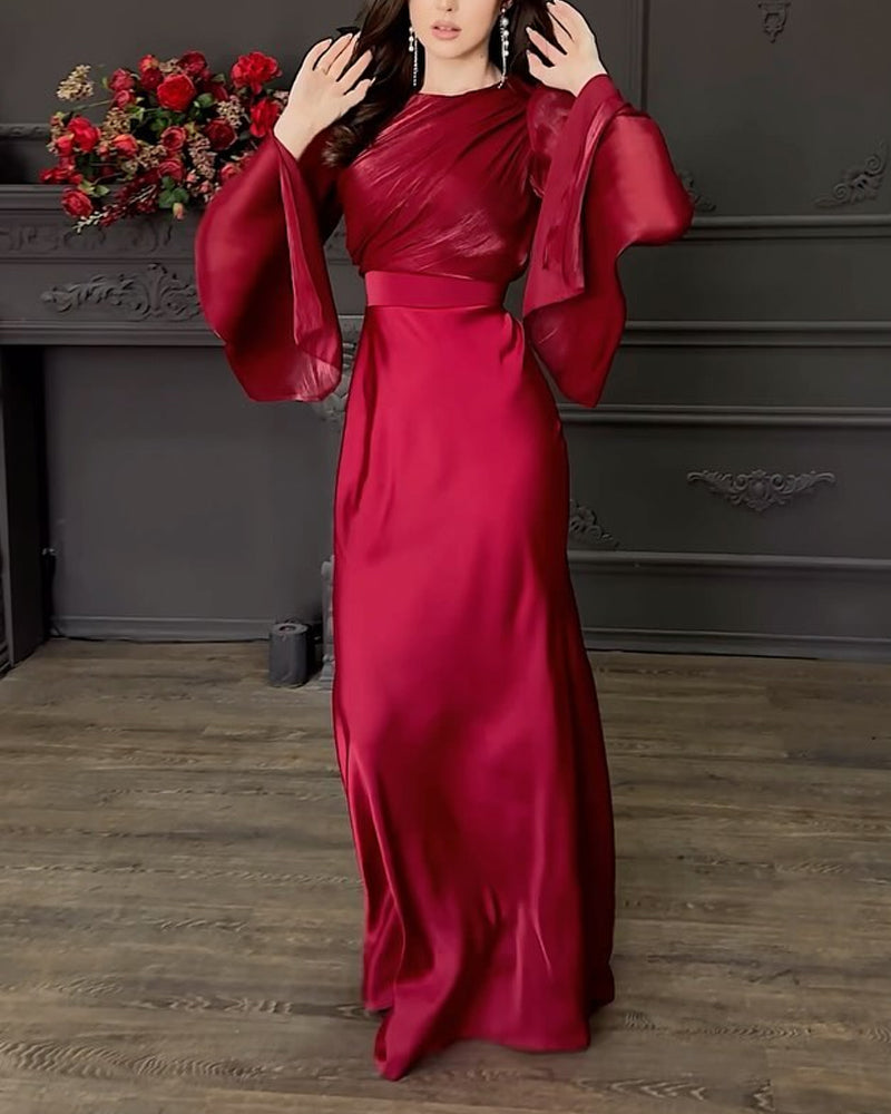 Elegant Split Sleeve Top & Skirt Two-Piece Set