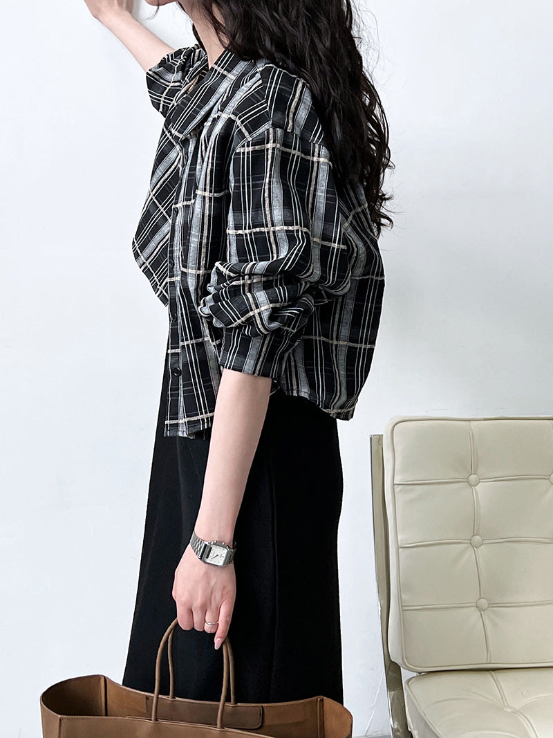 Classic Plaid Long Sleeve Blouse