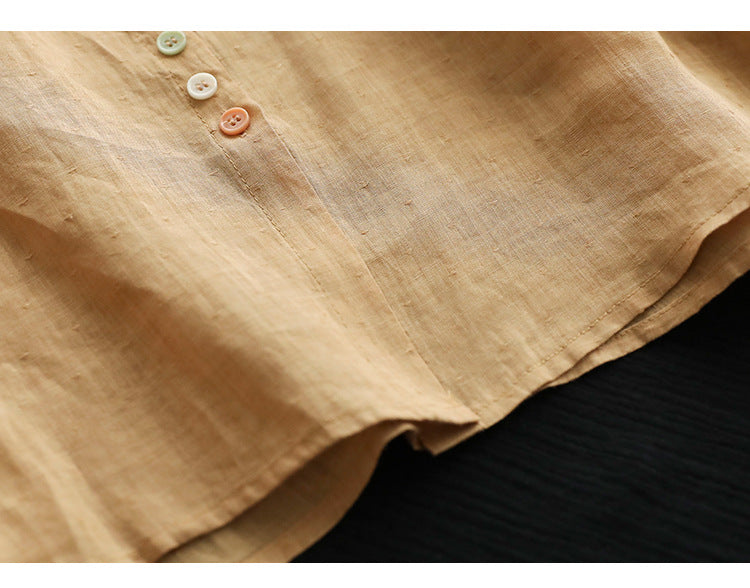 Literary Solid Color Lapel Bat Sleeve Shirt