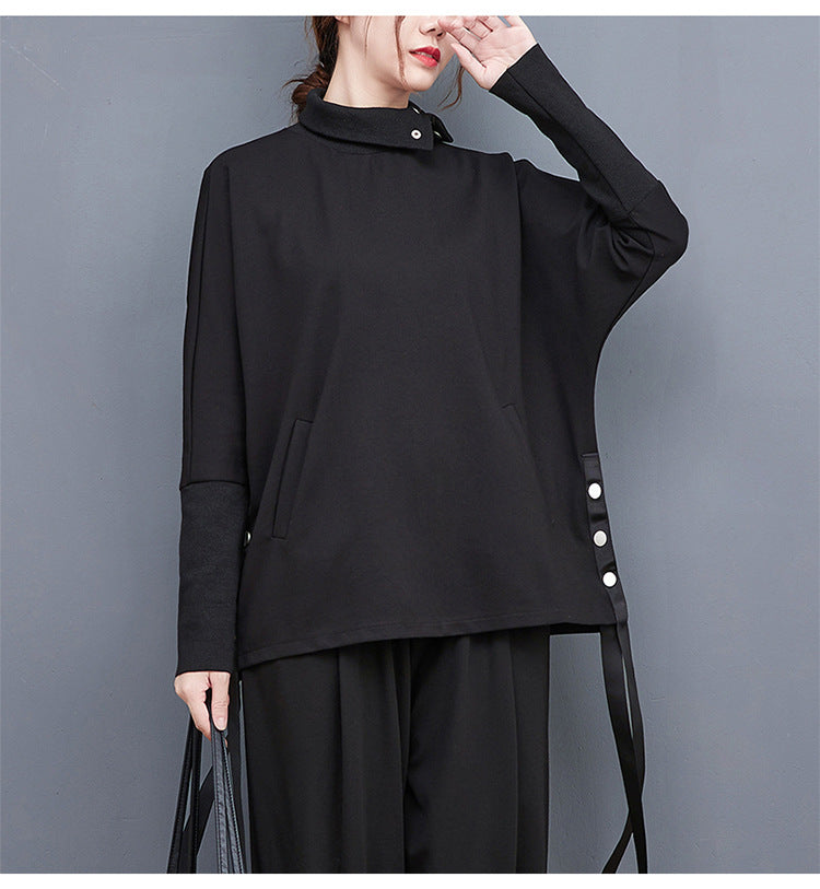 Personalized Solid Color Stand Collar Sweater