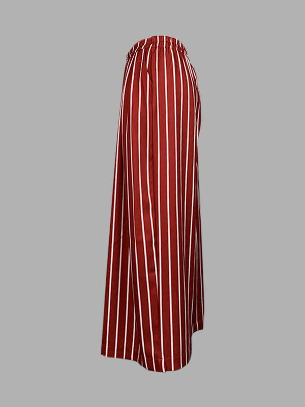 Loose Wide Leg Striped Casual Pants Bottoms Trousers