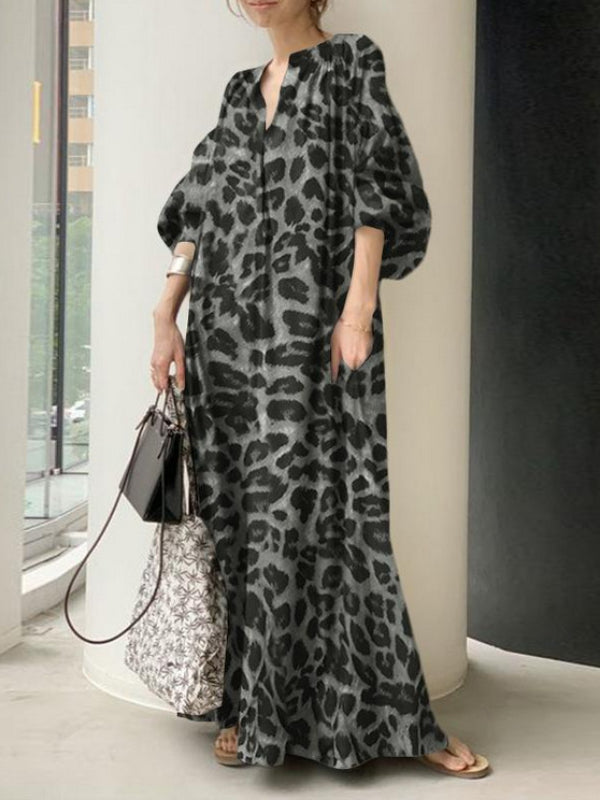 Loose Leopard Print Maxi Dress