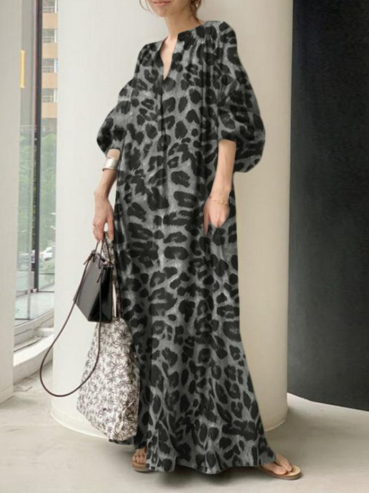 Loose Leopard Print Maxi Dress
