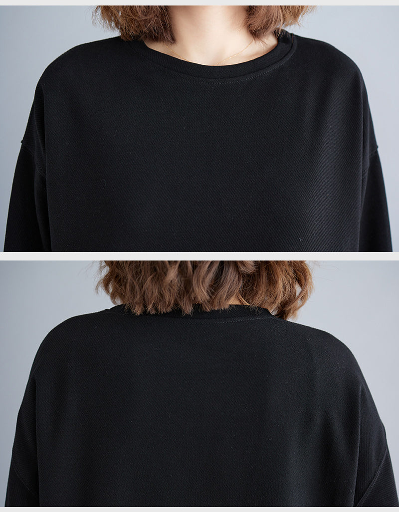 Loose Splicing Long Sleeve Round Neck Sweatshirt