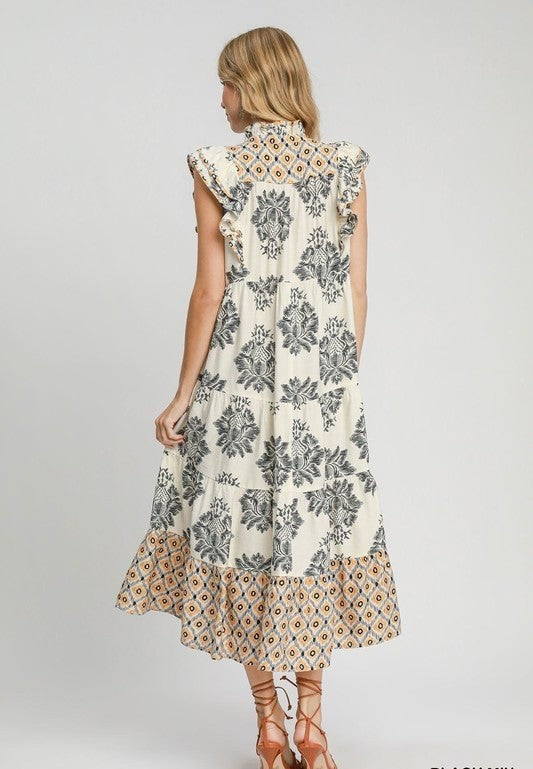 Casual Printed Ruffle Sleeve Dress (Buy 2 Free Shipping)