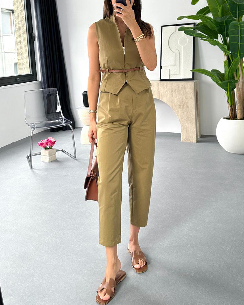 Chic work and casual two-piece set