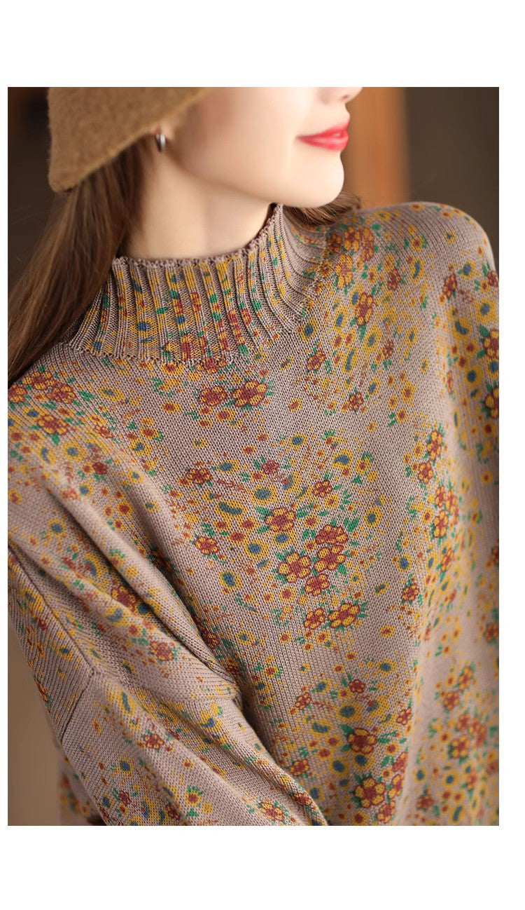 Vintage Cotton Thread Floral Knit Sweater