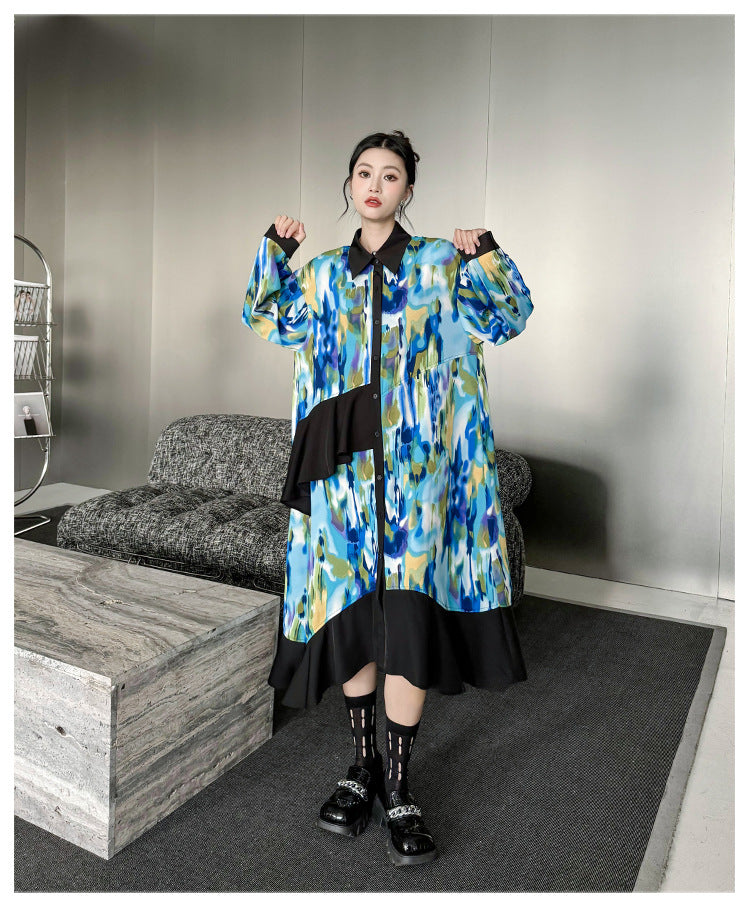 Personalized Printed Splicing Maxi Dress