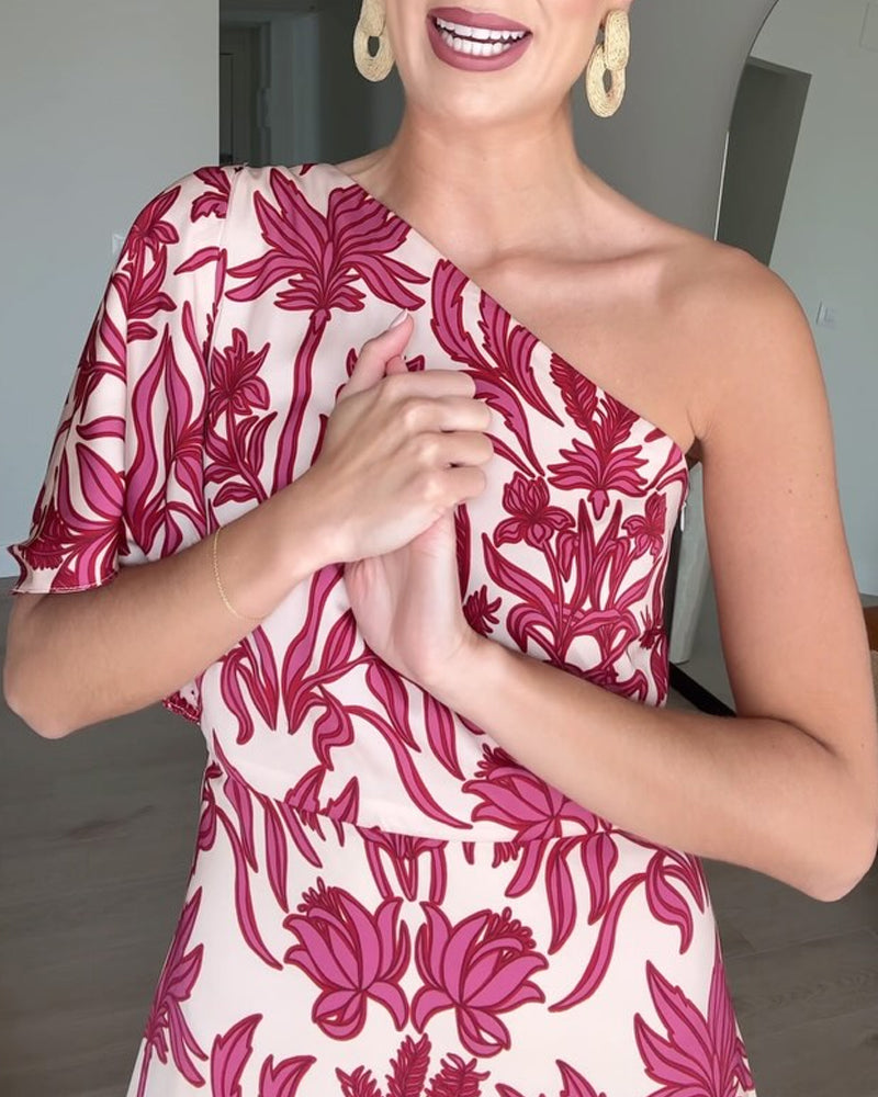 Elegant Holiday Print Dress