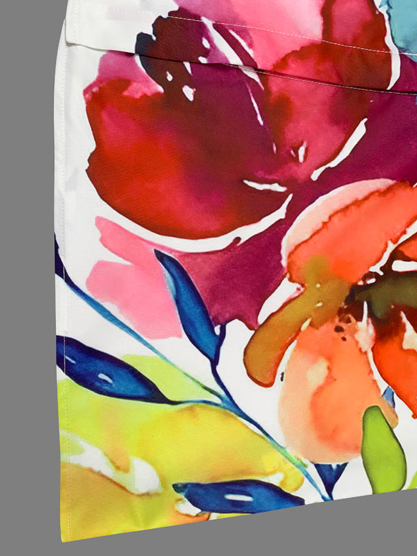 Long Sleeves Loose Buttoned Flower Print Lapel Maxi Dresses Shirt Dress