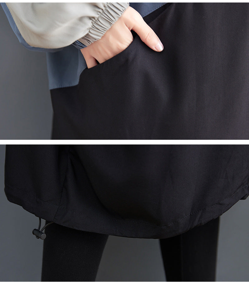 Casual Splicing Hooded Trench Coat