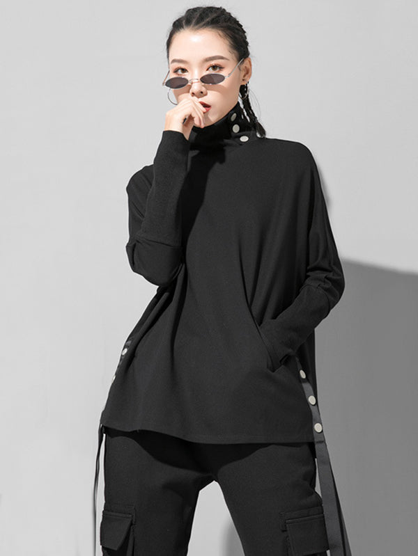 Original Solid Stand Collar T-Shirts Tops