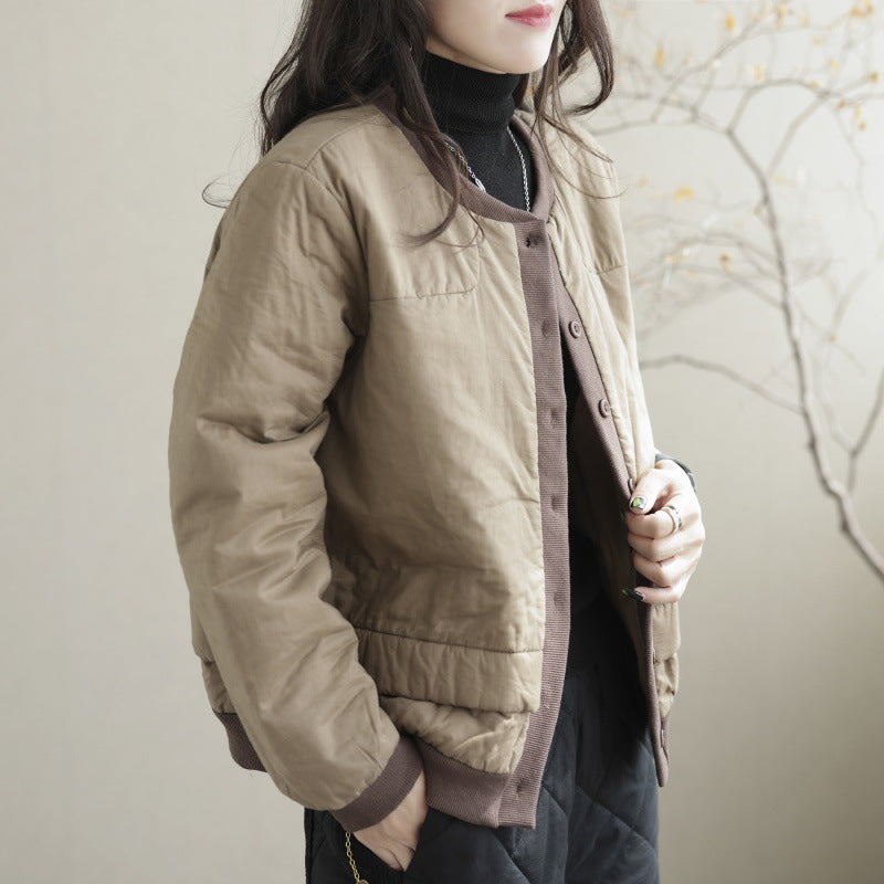 Classic Color Blocking Round Neck Jacket