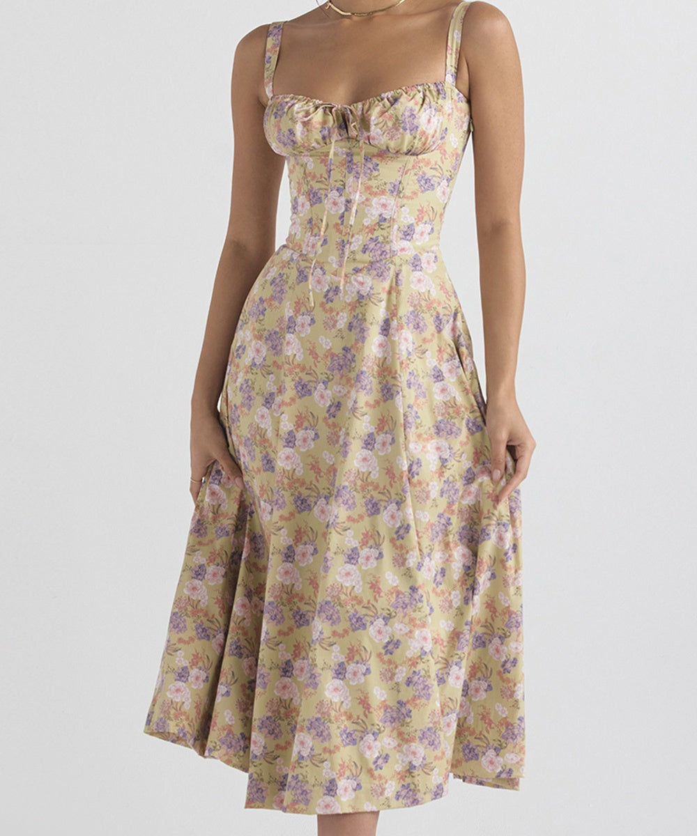 Romantic Floral Elegant Midi Dress