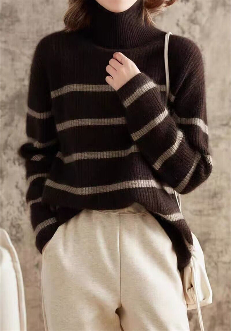 Vintage Striped Turtleneck Sweater
