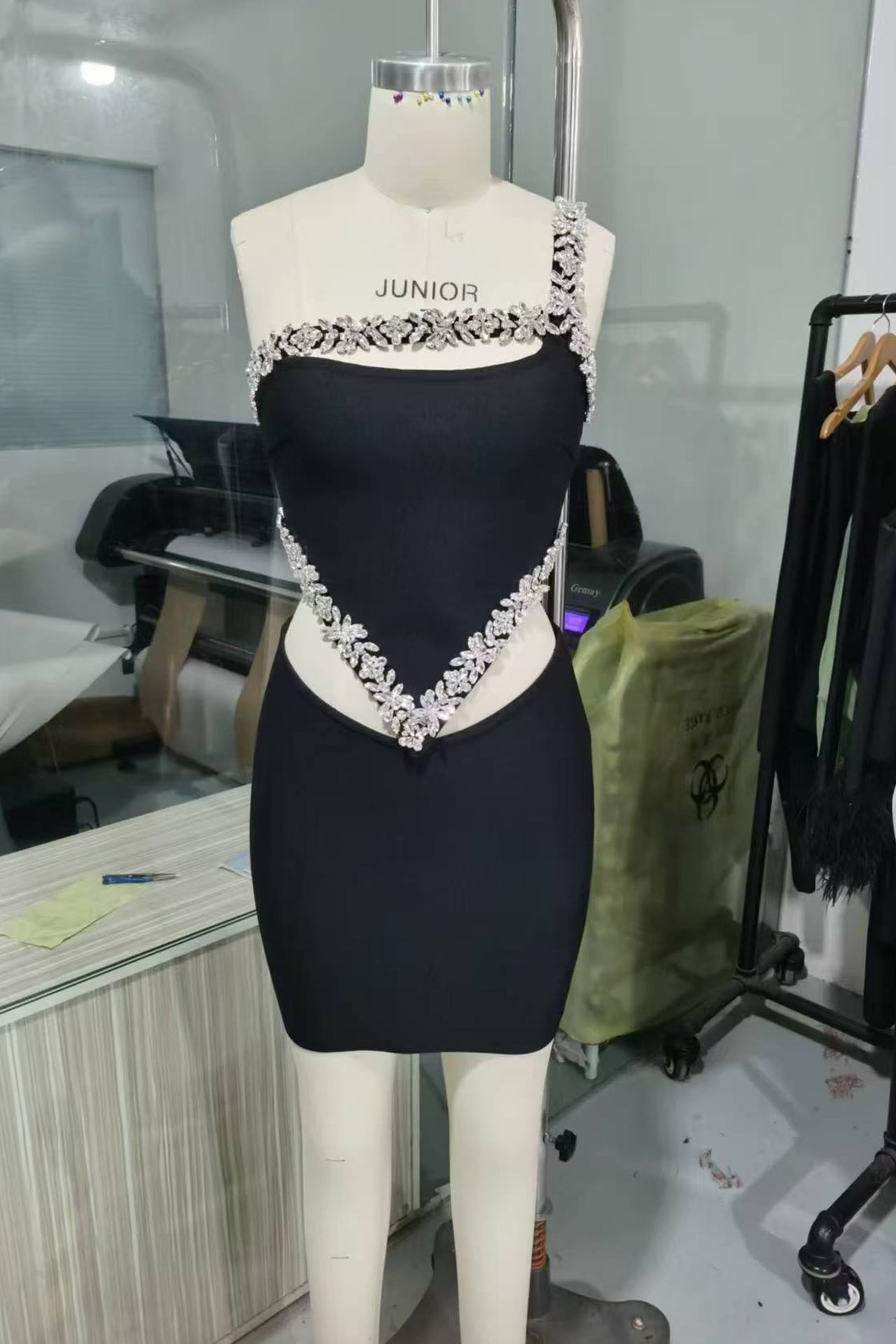 Ariadne One Shoulder Rhinestone Mini Dress