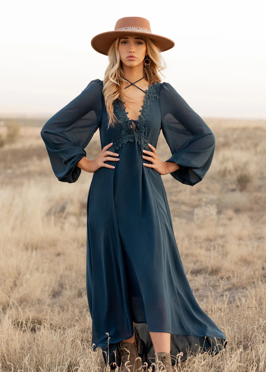 Boho Long Sleeved Maxi Dress