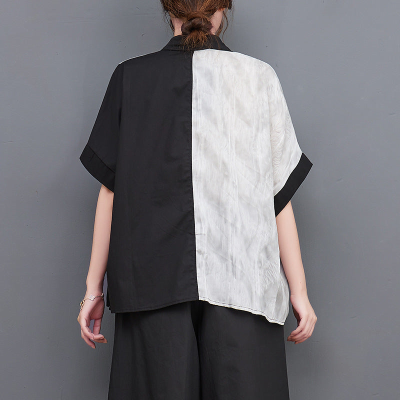 Casual Splicing Short Sleeve Shirt