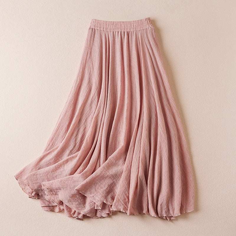 Women's Leisure Solid Color Cotton Long Skirt